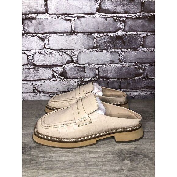 Free People Blush Pink Leather Platform Penny Loafer Mules Women Sz 39EU/8.5M US - Picture 11 of 16